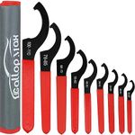 GallopMax 9Pcs Spanner Wrench Set, Universal C Spanner Motorcycle Coilover Wrench Adjustable Carbon Steel Shock Adjustment Tool (Red)