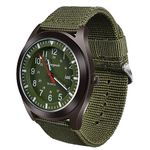 Vicloon Mens Watch, Analogue Quartz Watch, Military Watch Glow in The Dark Watches for Date Window and Green Nylon Strap Army Tactical Sports Minimalist Watches (White Window)