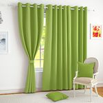 Story@Home Blackout Door Curtains 7 Feet Set of 3 | Plain Printed | 71% Room Darkening | Thermal Insulated Curtains | Curtain for Living Room | (116 x 215 cm, Green) | Perfect for Home Decor