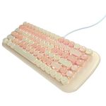 Cute Colorful Wired Mechanical Keyboard for Girls and Kids, Round Keycaps, Compact 84 Keys, 10 Lighting Effects White Backlit, Pink Switch (Milk Tea)