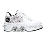 Roller Skate Shoes Unisex Shoes with Wheels That Pop Out 2-in-1 Skate Shoes & Sneakers Shoes That Turn Into Roller Skates Gift for Kids Boys Girls Men and Women