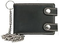 Men's Dark Grey Biker's Small Genuine Leather Wallet with 20 Inch Long Chain to Hang