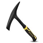 28-ounce debris removal tool, welding/chipping hammer, with forged steel construction and shock-absorbing handle, rock pick, forged brick hammer, geologist's rock pick (yellow)