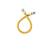 EZ-Fluid 24" Stainless Steel Corrugated Yellow Epoxy Coated 1/2" MIP x 1/2" FIP Gas Flex,Flexible Natural Gas Connector Hose Supply Line For Gas Pipe,Hot Water Heater,Range,Dryer,Stove(1 Pack)