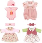 Baby Doll Clothes Outfits Overalls for 14-18 Inch Baby Dolls, 4 Pack Baby Doll Clothes Sweet Outfits for 35-43cm Baby Doll Girls Birthday (Not Include Doll)