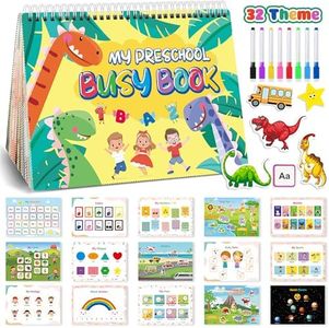 Montessori Busy Book for Toddlers 1-3 3-5, My Preschool Learning Activities, Autism Sensory Travel Toys for Kids, Education Workbook, Christmas Birthdays Gifts for Boys and Girls Age 2 3 4 Year Old