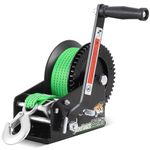 Linkloos 3500LBs Boat Towing Winches, Heavy Duty Hand Winch with 33FT Green Strap, Steel Ratio 4:1/8:1 Gear, 2-Way Ratchet Portable Hand Crank Boat Trailer Towing Winch for Truck, Jet Ski, RV ATV