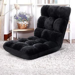 Artiss Sofa Bed, Single Adjustable Futon Couch Cushions Floor Cushion Lounge Recliner Chair Lounger Office Outdoor Indoor Living Room Bedroom Furniture, Removable Foldable Soft Black