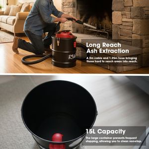 RocwooD 15L Ash Vacuum Cleaner – 800W Powerful Suction