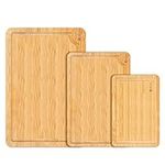 Vinsani Bamboo Chopping Board Set of 3 Wooden Kitchen Cutting Board Serving Platter 100% Natural Organic Bamboo Eco-Friendly Hypoallergenic Various Sizes Perfect for Cutting Meat Cheese & Fruit