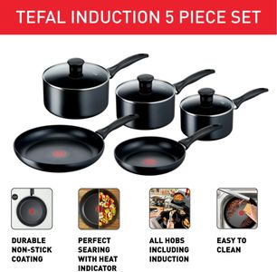 Tefal 5-Piece Induction Cookware Set – Non-Stick Pots and Pans