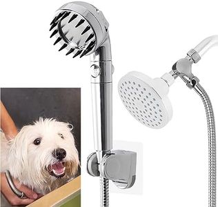 Hygie Rinse Handheld Dog Shower Attachment with Massage Head for Fast and Easy Dog Bathing and Cleaning, Included Garden Adapter for Indoor and Outdoor Dual Use, Handheld Sprayer with Hose, Chrome
