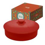 Chef Tacos Ceramic Tortilla Warmer, Microwavable, Tortilla Holder Container, Pancake Keeper, Best for Storage Tortilleros, with Lid (8-Inch, Red)