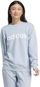 adidas Mujer Essentials Linear French Terry Sweatshirt, Wonder Blue/White, L