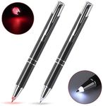 Lighted Tip Pen, Glowseen 2-Pack Technical Pens Light up Pen with Light,LED lighted Pen for Writing in The Dark(Red Light and White Light)