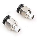 Pneumatic Push to Connect Fitting Air Fitting CEKER PC 3/8" Tube Od x 1/4" NPT Thread Male Straight Tube Fittings Quick Release Pneumatic Connectors Air Hose Fitting 2Pack