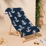 Dreamscene Swim Towels for Adults Navy Anchor Print, Beach Towel Microfibre Super Soft Quick Dry Towel Beach Holiday Essentials Travel Towels for Summer, 71cm x 152cm
