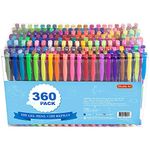 Shuttle Art 360 Pack Gel Pens Set, 180 Colours Gel Pen Set and 180 Colour Refills Perfect for Adult Colouring Books Doodling Drawing Art Markers