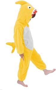 LOLANTA Shark Boy Jumpsuits Fish Kids Toddler Halloween Costumes One Piece Animal Kids Role Play Fancy Dress(Yellow, 4-6 Years)