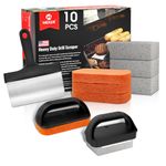 MEKER Griddle Cleaning Kit for Blackstone, Flat Top Grill Cleaning Kit with Grill Stone, Upgraded Scouring Pads & Griddle Scraper & Griddle Brush with Handle - Easy to Remove Stain (10 PCS)