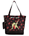 Betty Boop Polyester Shopping Bag with Coin Purse, Tote Style, Black, Large