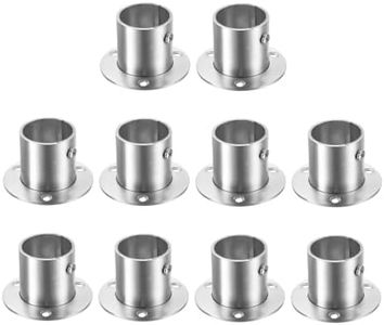 uxcell 10PCS Stainless Steel Closet Rod Flange Holder, 1-1/4 Inch Dia Pole Sockets Flange Rod Holder Wall Mount Pipe Bracket with Screws, Silver