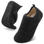 JOINFREE Men Winter Slippers Warm Barefoot House Shoes Women Furry Slippers Cozy Winter Shoes Indoor Black 8-9 Women/ 6.5-7.5 Men