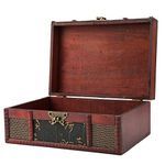 Hztyyier 9.1 x 6.3 x 3.9in Unfinished Wood Craft Jewelry Treasure BoxLarge Wooden Storage Box Ornaments Ornaments