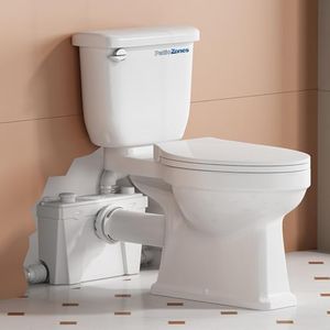 Macerating Toilet with Pump for Basement Upflush System, 17.7'' Tall ADA Compliant Toilet included Nano-Glaze Elongated Bowl, 4 Inlets Sewerage Pump, Extension Pipe for Household Waste Water Disposal