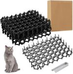 10 Pack Cat Scat Mat with Spikes, Humane Cat Repellent Mat for Garden & Indoor, 20x15cm Anti-Cat Prickle Strips, Pet Deterrent Dig Stopper for Dogs, Foxes, Wildlife, Includes 8 Garden Pegs
