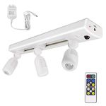 BIGLIGHT LED Track Light Kit, Dimmable Accent Lighting with 3 Rotatable Heads, Remote Controlled Spotlight with AC Adapter for Highlight Kitchen Counter Studio Picture Bathroom Basement Artwork