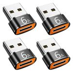 USB to USB C Adapter 4 Pack, USB C Female to USB A Male Adapter, Type C to USB A Charger Cable Converter Compatible with iPhone 12 13 14 15 Pro Apple Watch Airpods, Samsung Galaxy S23 S22 S21