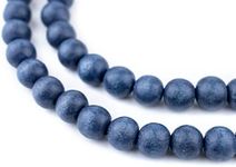 The Bead Chest Natural 12mm Wooden Beads in Blue - Cobalt for Jewelry Making Round Loose Wood Spacer Beads I Approximately 35 Beads