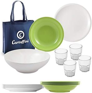 Cartaffini - Set Camping per 4 Persone, con Borsa Omaggio - Colore Bianco/Verde