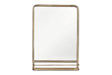 Creative Co-op Rectangular Metal Wall Mirror with Shelf Single Dressing Table Brass