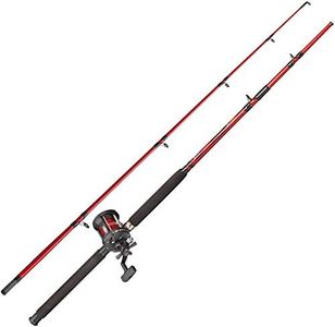 FLADEN Fishing - Quality 30 to 40 lbs Class BOAT SEA FISSION RED Rod and Multiplier Reel Combo - CHIEFTAIN 30 Reel / Pre Loaded with 30lb Red Line For Offshore Marine Fish [12K-35180]