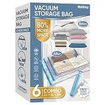 MattEasy Space Saver Vacuum Storage Bags, 6 Pack Combo (2 Jumbo/2 Large/2 Medium) Space Saver Bags with Pump, Storage Vacuum Sealed Bags for Clothes, Comforters, Blankets, Bedding