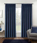 Enhanced Living Velvet Navy Thermal 100% Blackout Curtains with Tape Top - 46 x 54 Inch (117 x 137cm) - Supersoft Energy Saving & Noise Reducing Curtains for Living Room & Bedroom.