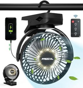 Portable Clip on Fan 65 Working Hours, Camping Fan with LED Lights & Hook, 12000 Capacity Battery Operated Fan with Clamp, USB Rechargeable for Desk, Tent, Treadmill, Stroller, Golf Cart, Home