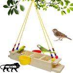 Boltz Wooden Hanging Bird Feeder with Water Bowl – Dual-Function Seed & Water Tray, Eco-Friendly Rustic Design for Balcony, Garden & Outdoor Birdwatching (Multicolor, Feeder)