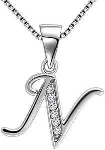Aurora Tears Letter N Necklace Initial 925 Sterling Silver Alphabet Pendant Crystal Name Gift Women Cubic Zirconia Jewelry DP0045N