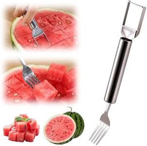 2-In-1 Watermelon Fork Slicer Cutter,Stainless Steel Fruit Knife Tool for Mango,Melon,Watermelon Slicer Cutter Tool for Camping,Picnics,Home (1PC)