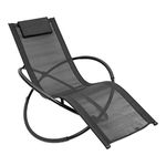 GardenKraft Louis Moon Chairs Rocking Sun Loungers/Garden Chairs with Pillow/Zero Gravity Effect/Steel Frame/Ultra-Durable Textilene Material/Grey Or Black Colour (Black)