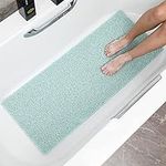 Rzoysia Non Slip Tub Mat for Textured Surface, Loofah Shower Mat Without Suction Cups, 16"x39.3" Bathtub Mat with Drain, 3/5 Inch Thick Soft Bathroom Mats, Quick Drying