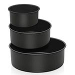 E-far Deep Cake Pan Set of 3 (4/6/8 Inch), Nonstick Stainless Steel Round Cake Pans Tins for Baking Layer Wedding Cakes, Stainless Steel Core & Nontoxic Coating, Deep & Straight Side