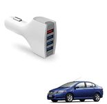 Auto Addict 4 USB Ports Car Charger Adapter with Fast Charging + Free USB Cable for Honda City Ivtec Old (2008-2014)