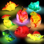 Dinosaur Toy Bath Floating Toy with Auto Flashing Early Learning Toy Dinosaur Theme Model 8 Pcs Bathtub Shower Toy Gift for Kids&Pets