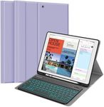 Fintie Keyboard Case - 2017/2015 iPad Pro 12.9 inch (Old Model) 1st & 2nd Gen Case, Soft TPU Protective Cover, [7 Color Backlit] Magnetically Detachable Wireless Bluetooth Keyboard, Lilac Purple