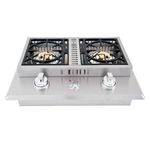 Lion Grills Premium L1634 Natural Gas Double Side Burner, 26-3/4 by 20-1/2-Inch