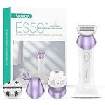 VOYOR Lady Shavers for Women Bikini Trimmer 4 in 1 Cordless Electric Razor Rechargeable Wet & Dry Lady Shaver with 2 Speeds for Full Body, Pubic Hair Trimmer,Cleansing,Massage ES501 (Purple)